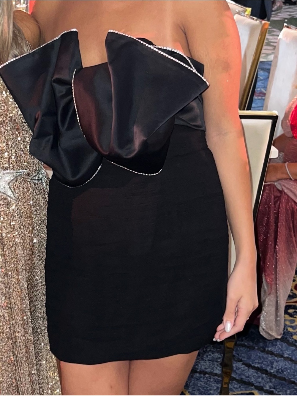 Magda butrym Strapless Black Bow Mini Dress